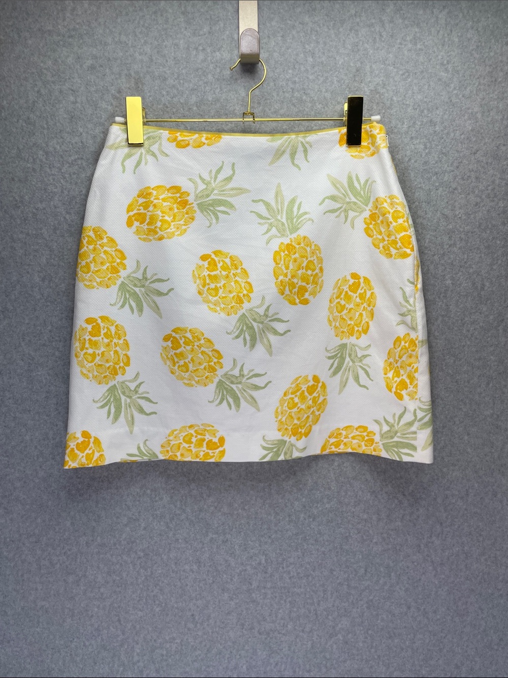 Brooks Brothers Pineapple Print Side Zip Mini Skirt Kitschy Grocery Girl